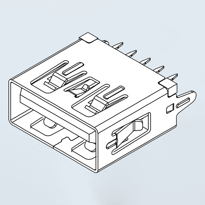 USB 3.0-090302 母180° L11.4 平口直脚