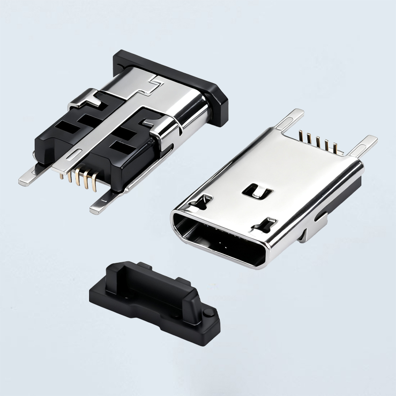 MICRO USB 5P立贴母座 三脚 高度H=10.0MM 直边