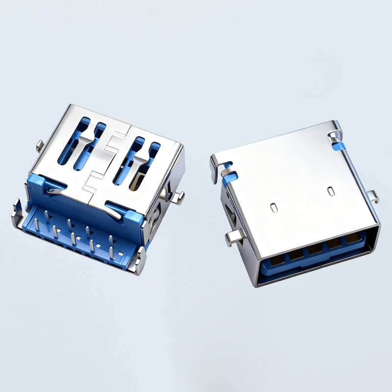 USB 3.0 AF 90°反向沉板2.2H(蓝色)