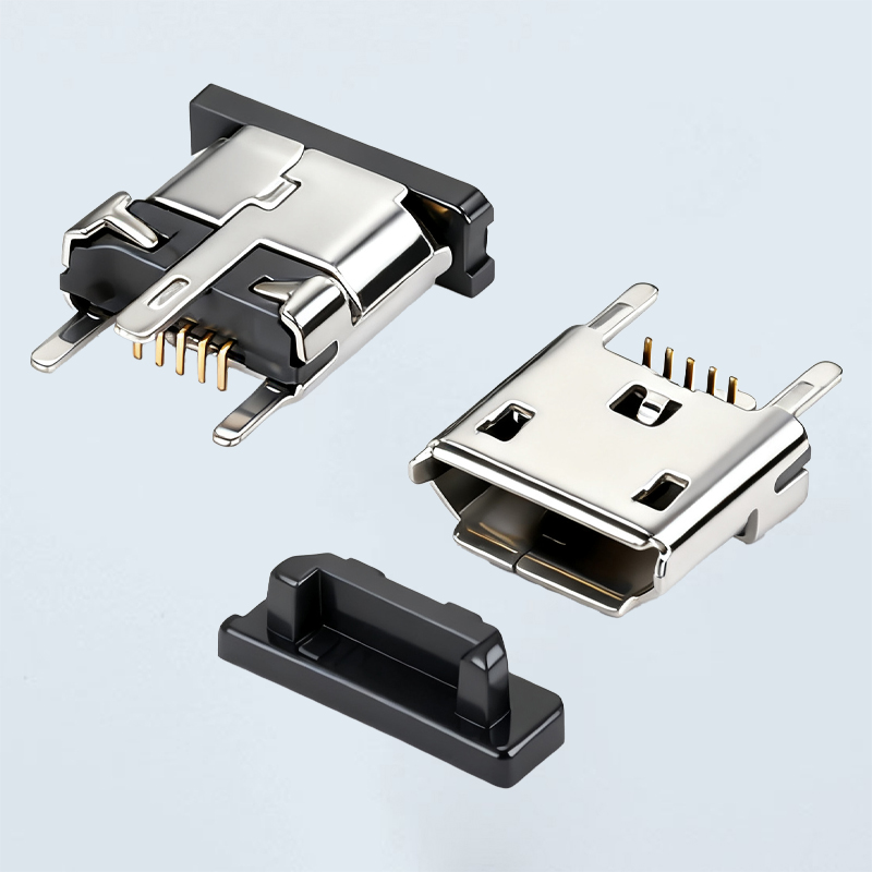 MICRO USB 5PIN立贴母座 三脚 高度H=6.7M 卷边