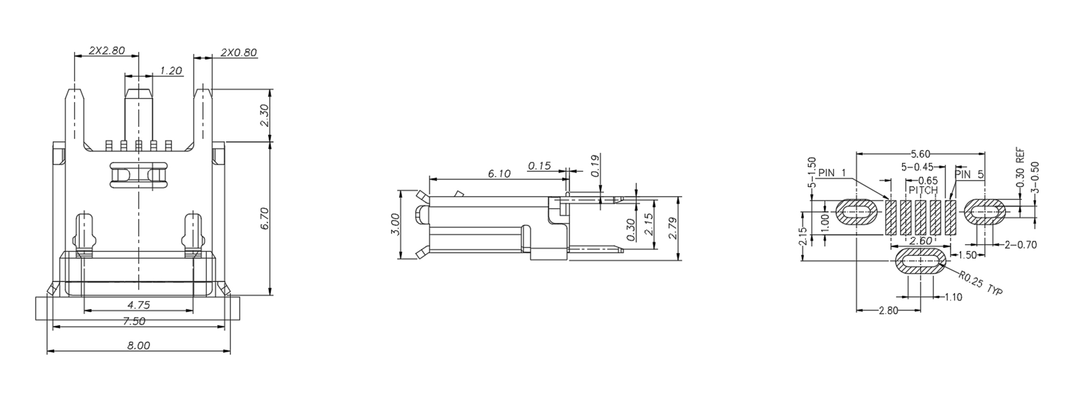 MICRO USB 180度 立贴 6