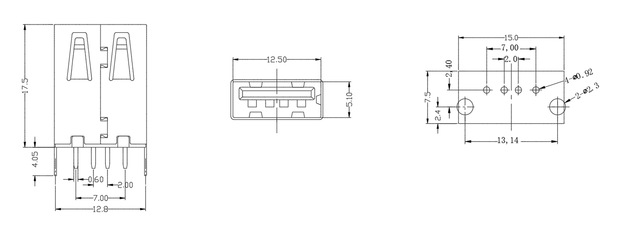 USB AF 插板长体17