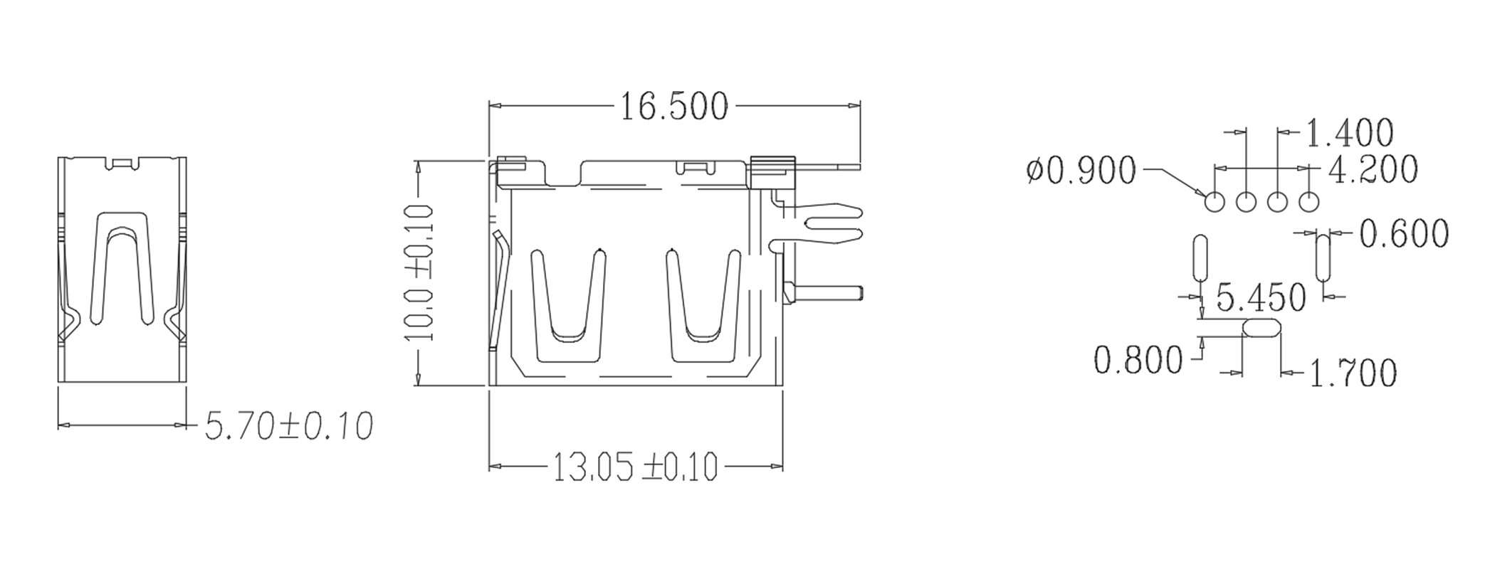 USB 短体母座 侧插短体10